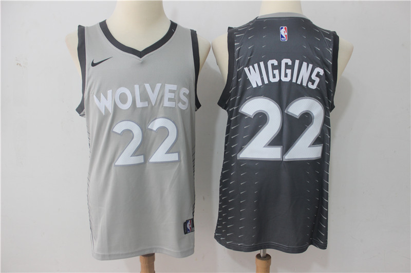 Men Minnesota Timberwolves #22 Wiggins Grey Game Nike NBA Jerseys